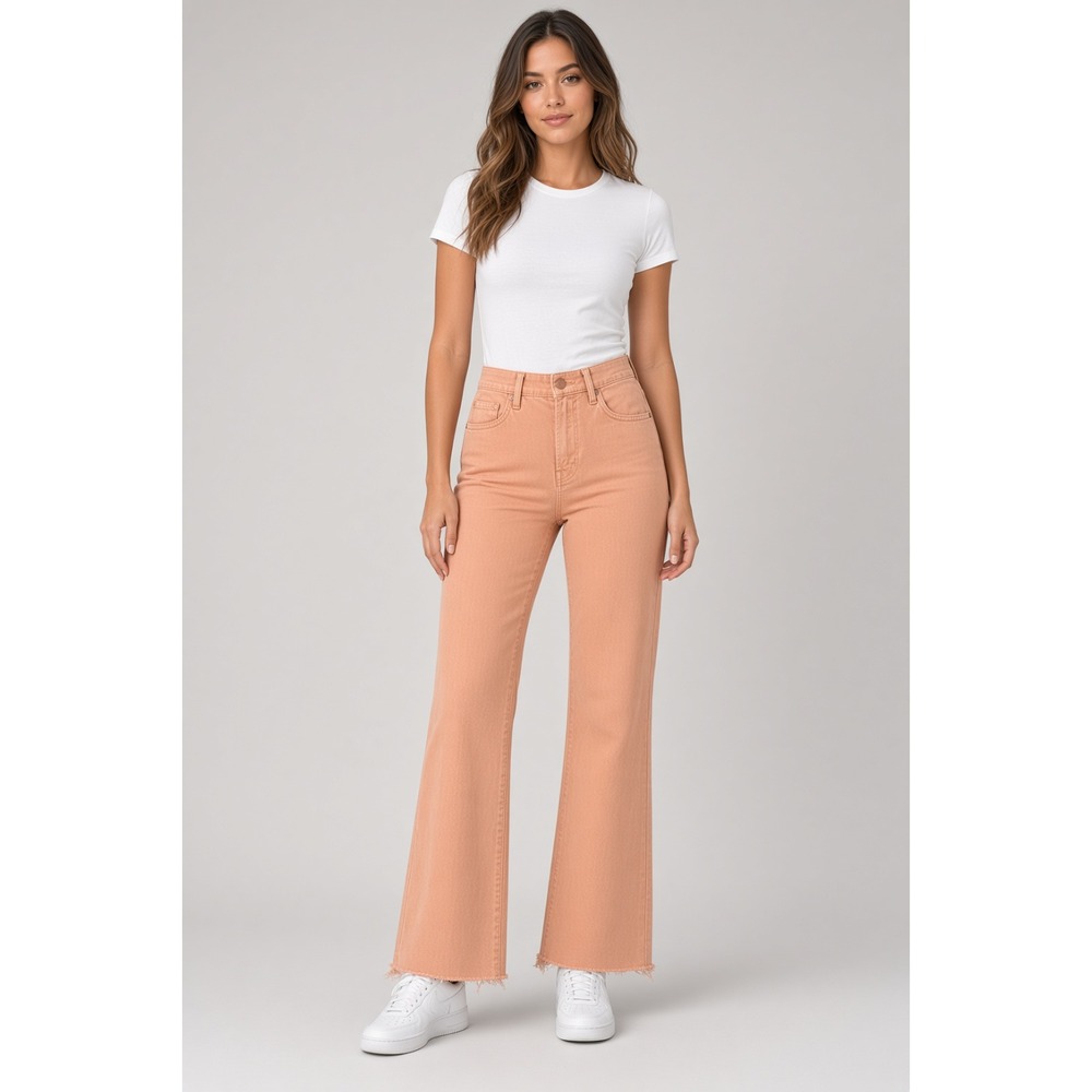 Mother Denim The Insider Ankle Fray Flare Pants in Chalk Terracota Women 25 NWOT